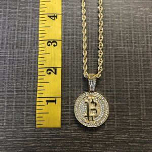 Bitcoin Pendant 14k Gold 24" Chain